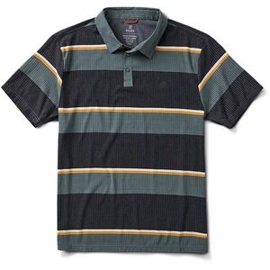 Roark Bless Up Polo Forest Stripe Perforated Stretch Wicking Medium Trail Run